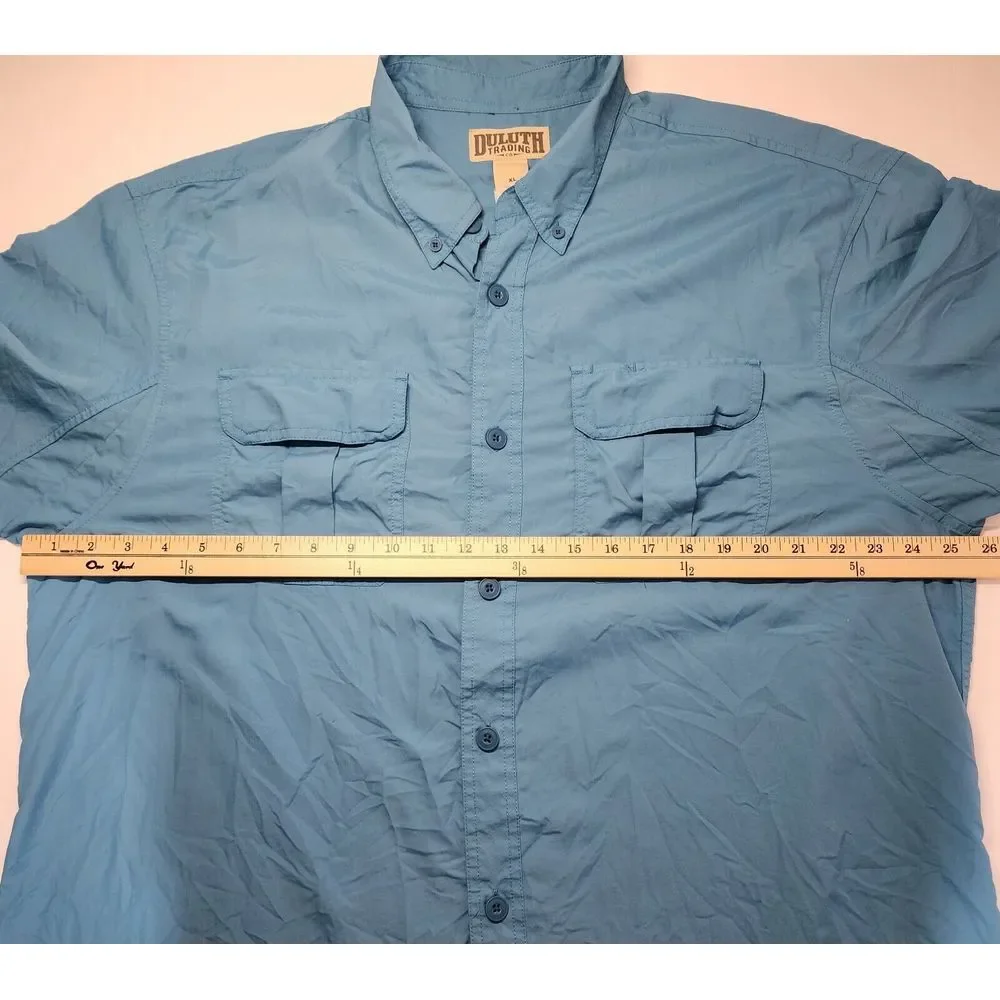 DULUTH 100% RAYON SHORT SLEEVE BUTTON DOWN‎ SHIRT SIZE XL BLUE - Picture 8 of 12